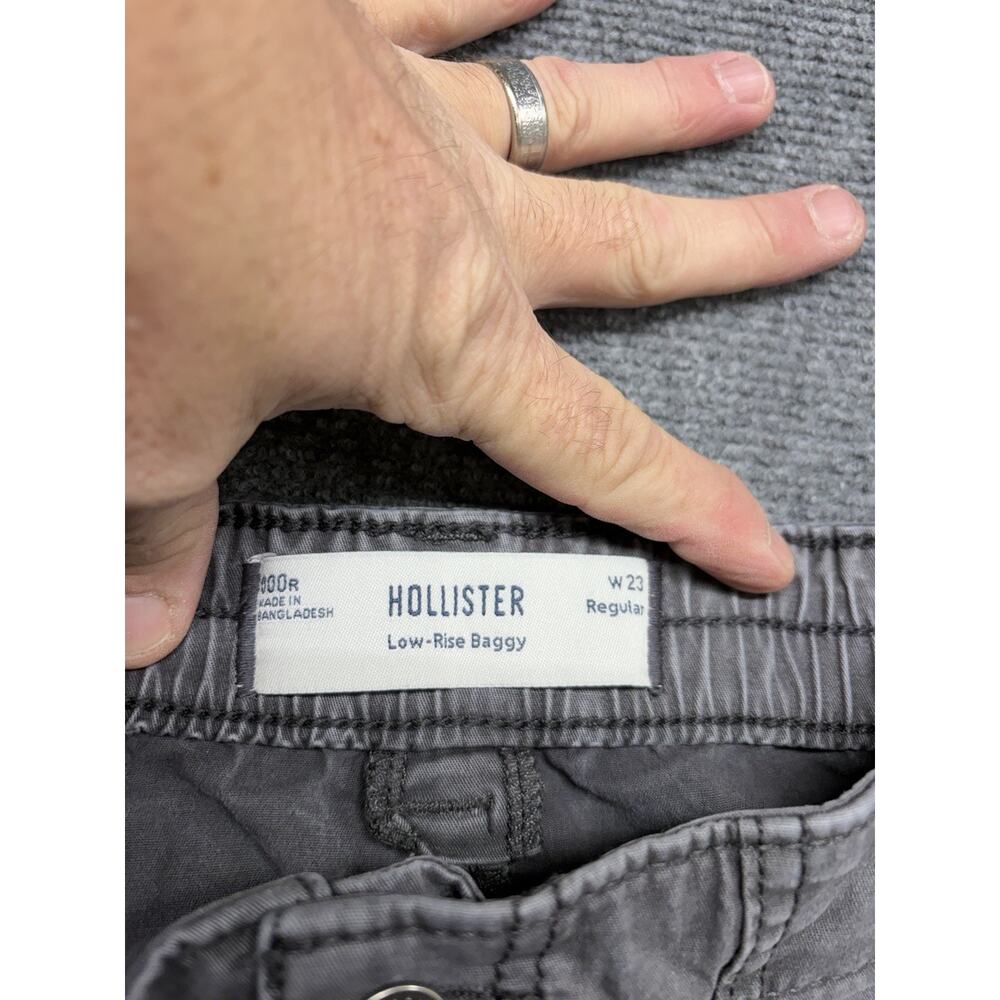 Hollister Low Rise Baggy Cargo Pants Women’s Size 000R Gray Grunge Distressed - Picture 2 of 11